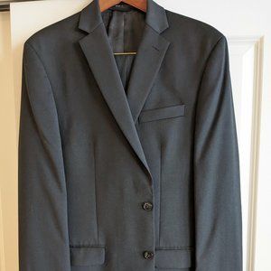 Calvin Klein 42L Black Wool Suit